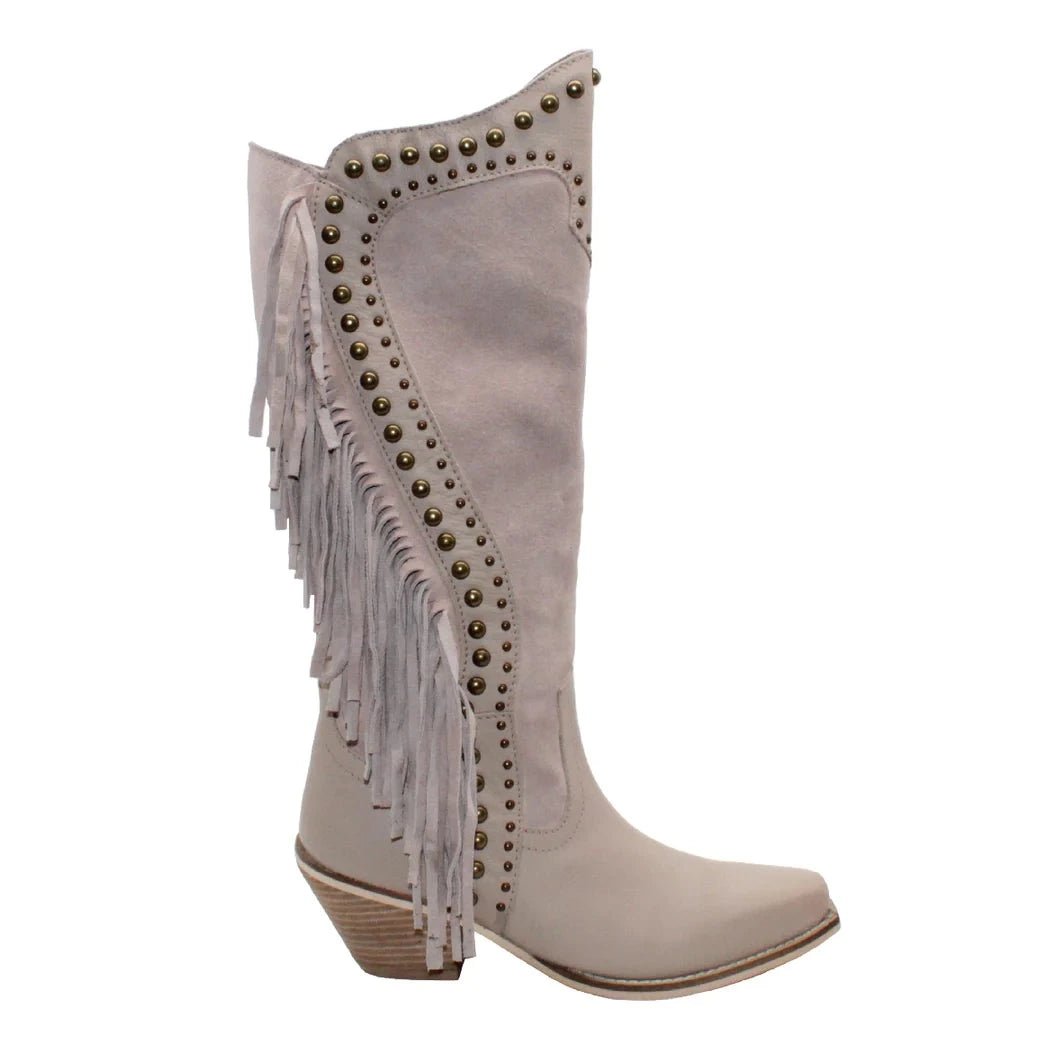 Palomino Leather Stud and Fringe Boots - MTT Collective