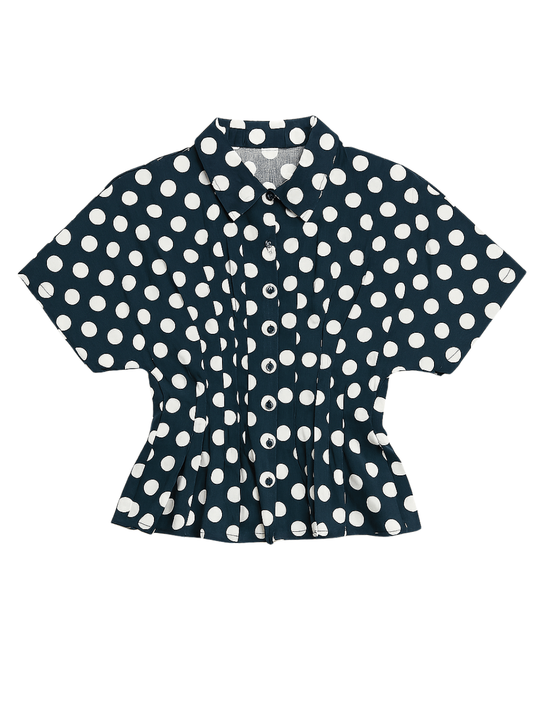 Patti Polka Dot Pleated Button Down Top - MTT Collective