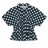 Patti Polka Dot Pleated Button Down Top - MTT Collective