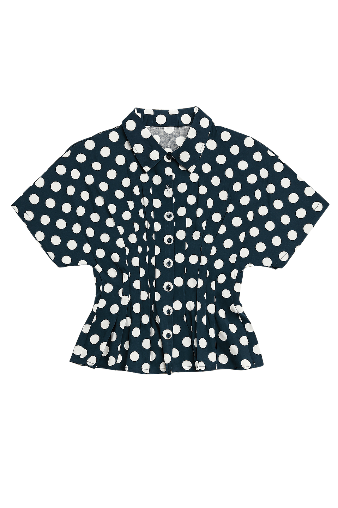 Patti Polka Dot Pleated Button Down Top - MTT Collective