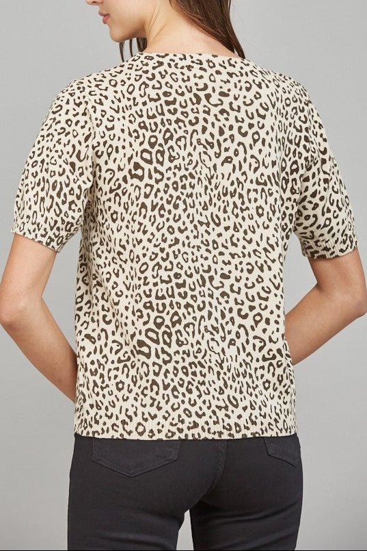 Paula Animal Print Short Sleeve Sweater Blouse - MTT Collective