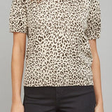 Paula Animal Print Short Sleeve Sweater Blouse - MTT Collective