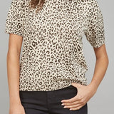Paula Animal Print Short Sleeve Sweater Blouse - MTT Collective