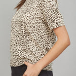 Paula Animal Print Short Sleeve Sweater Blouse - MTT Collective