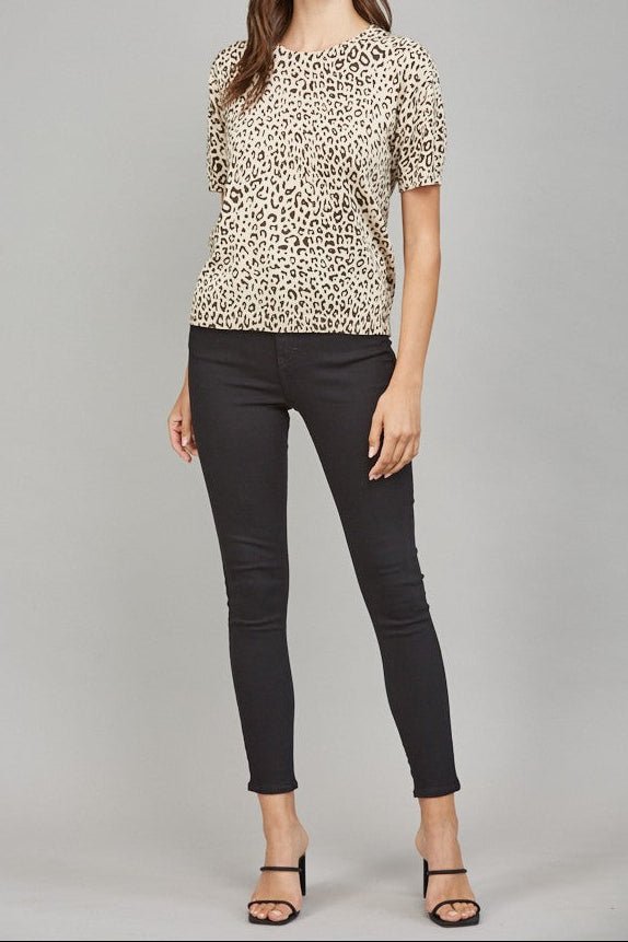 Paula Animal Print Short Sleeve Sweater Blouse - MTT Collective