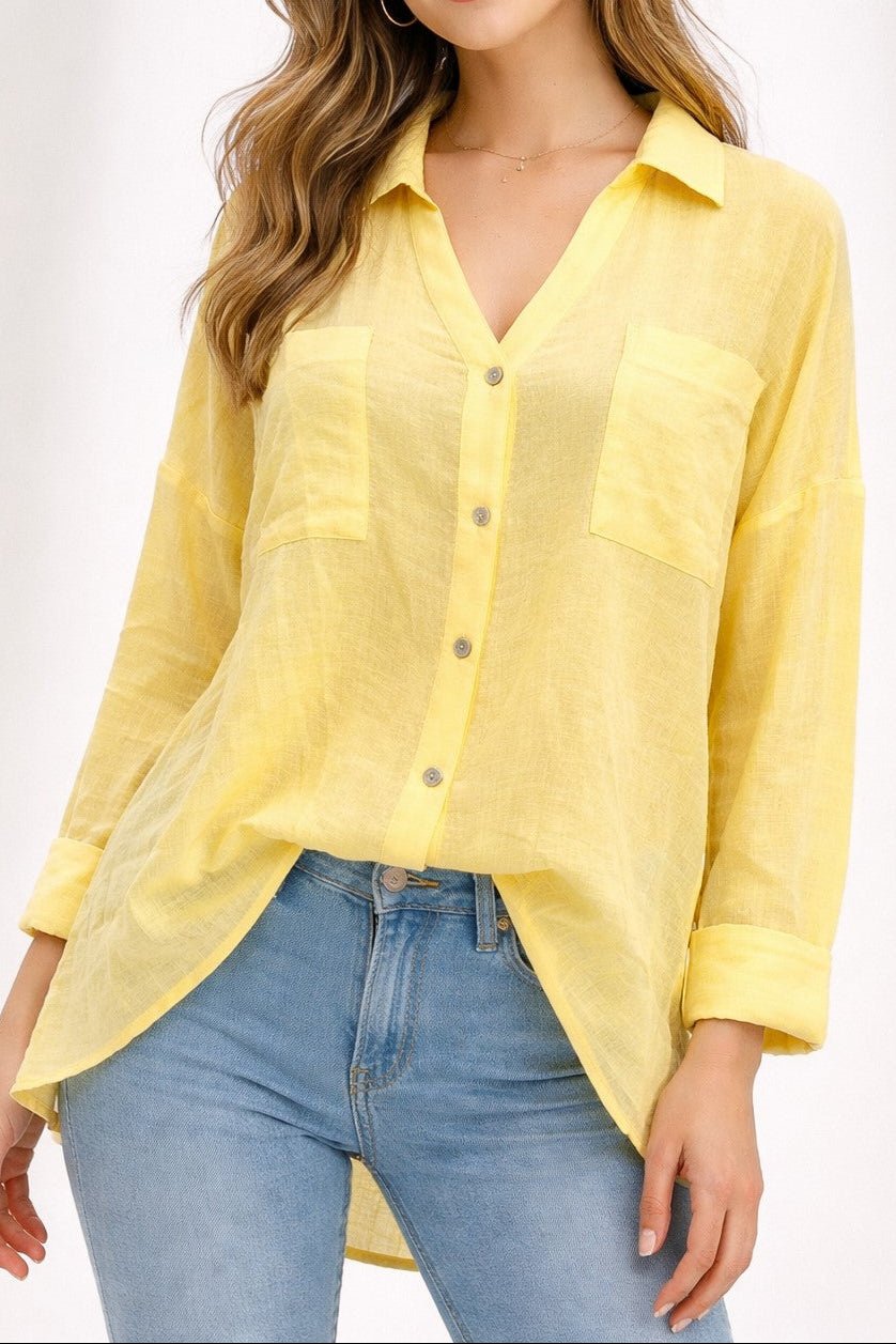 Pauline Crinkled Button Up Top - MTT Collective