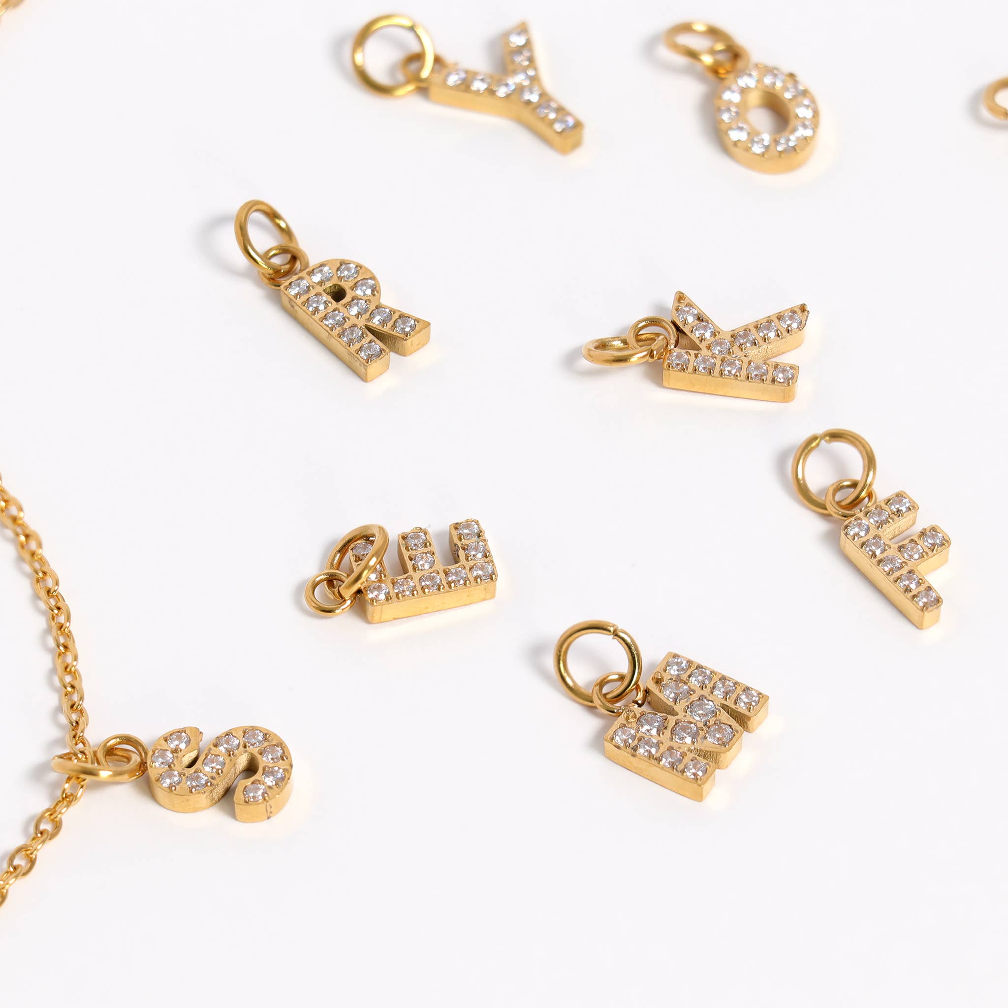 Pavé Set CZ Initial Letter Charms - MTT Collective