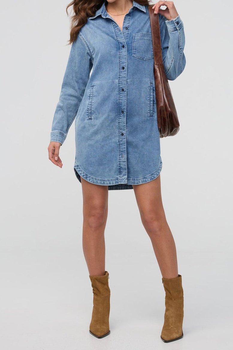 Performance Denim Lite Shirt Dress - MTT Collective