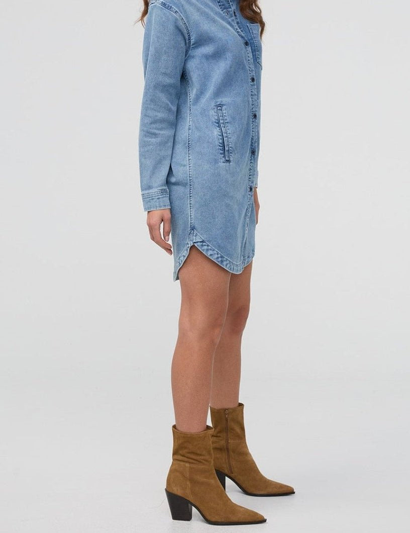 Performance Denim Lite Shirt Dress - MTT Collective