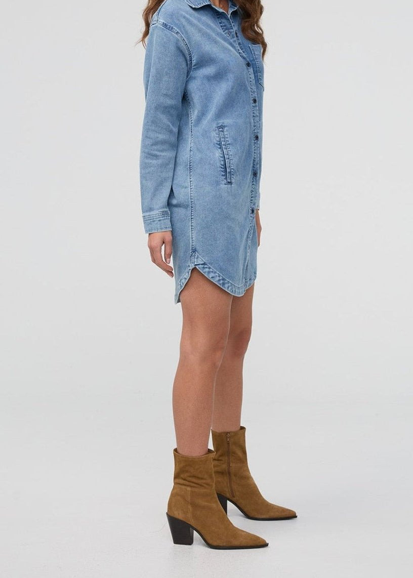 Performance Denim Lite Shirt Dress - MTT Collective