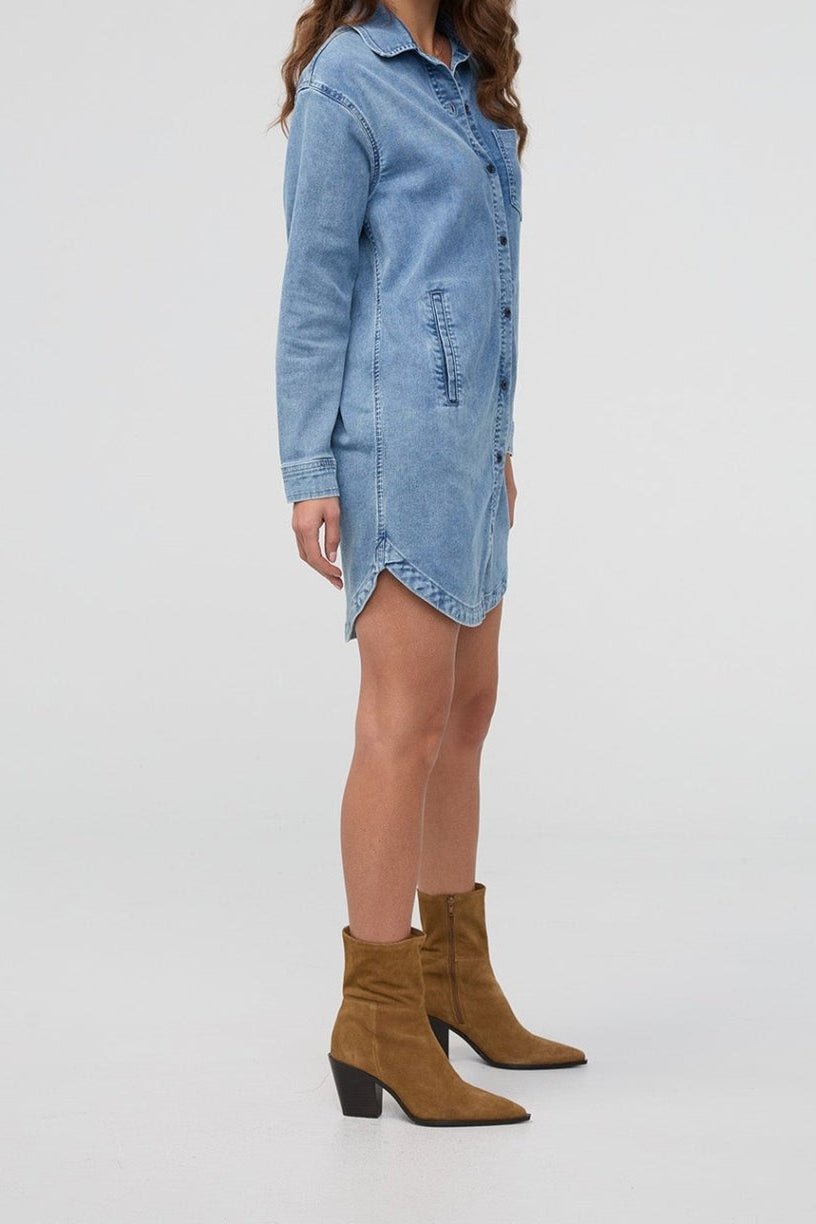 Performance Denim Lite Shirt Dress - MTT Collective