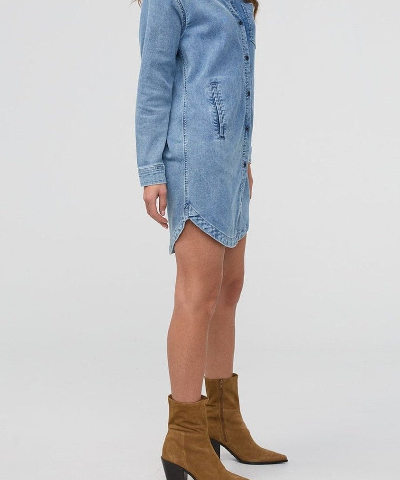 Performance Denim Lite Shirt Dress - MTT Collective