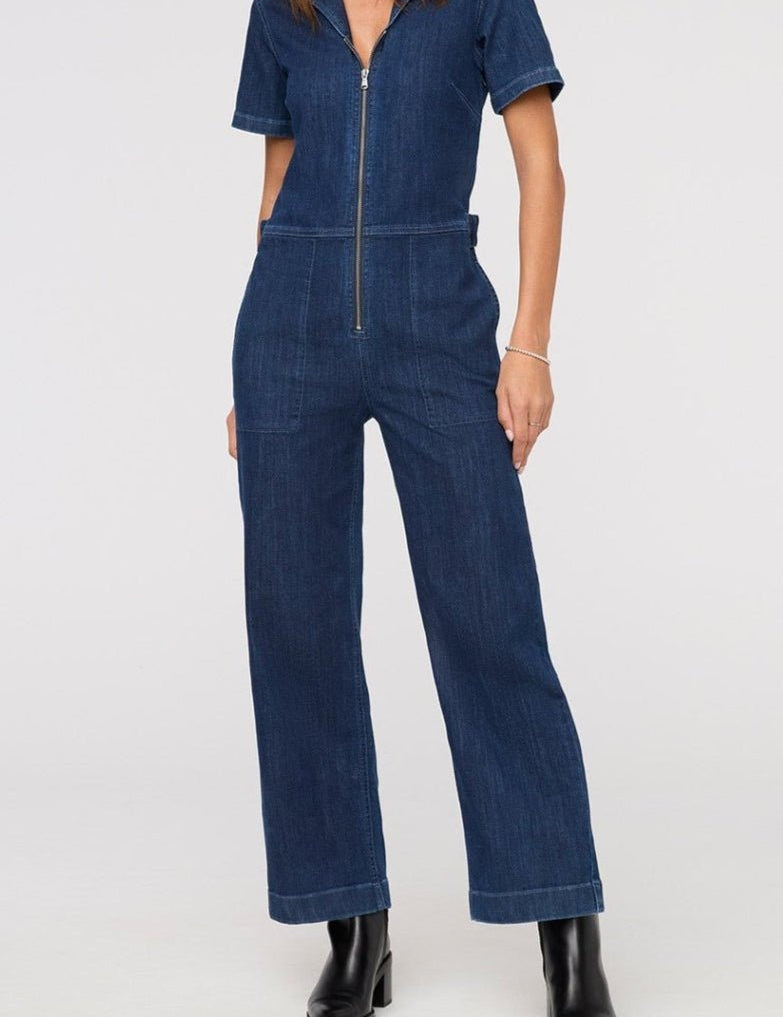 Performance Denim Short Sleeve Jumpsuit - MTT Collective