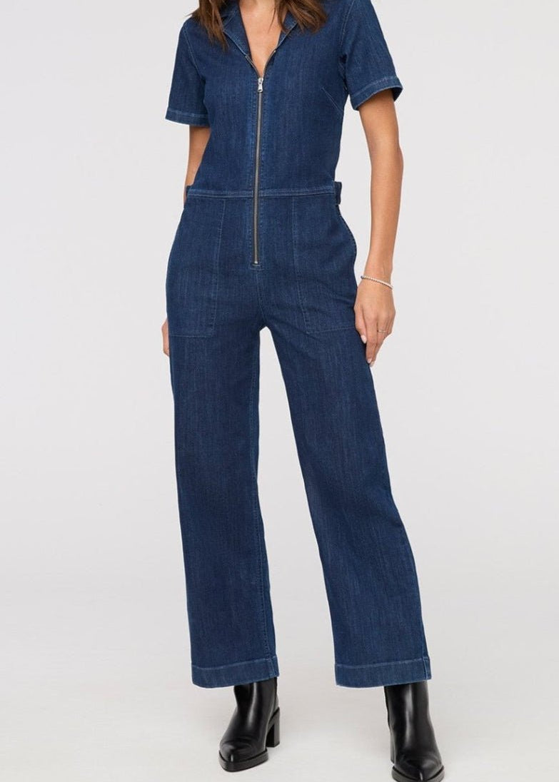 Performance Denim Short Sleeve Jumpsuit - MTT Collective