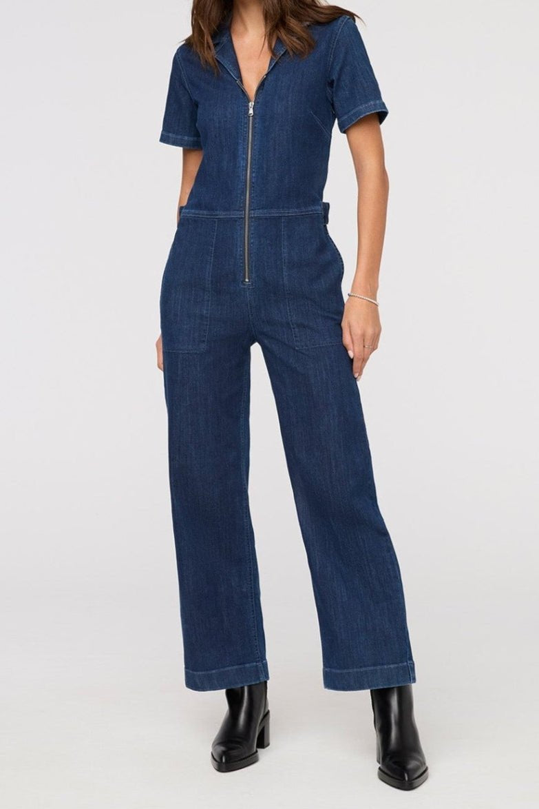 Performance Denim Short Sleeve Jumpsuit - MTT Collective