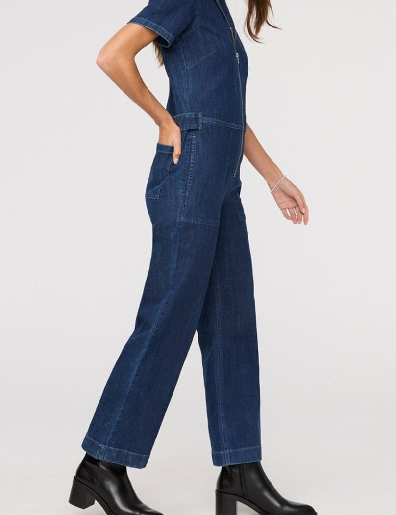 Performance Denim Short Sleeve Jumpsuit - MTT Collective