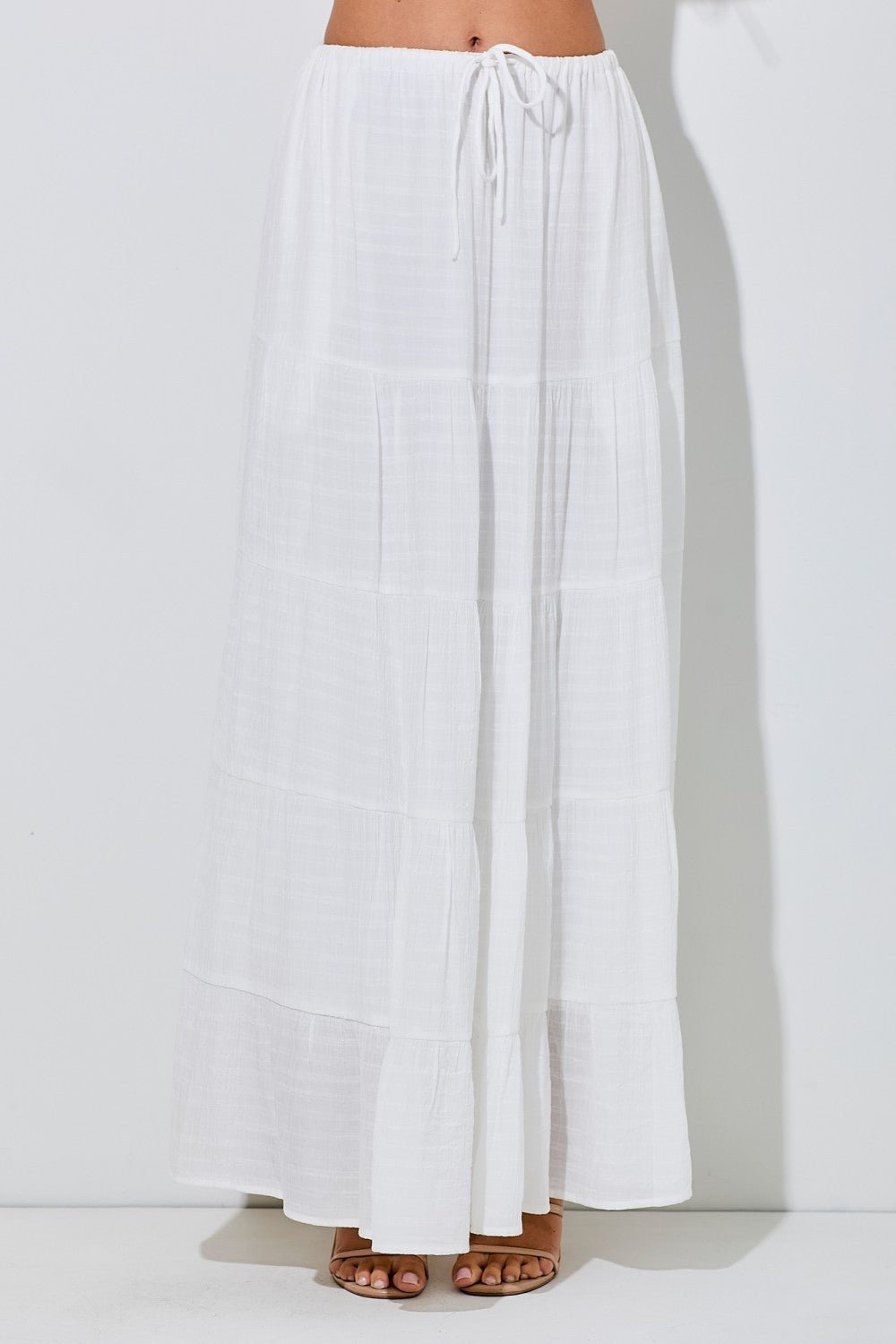 Phoebe Tiered Cotton Gauze Drawstring Maxi Skirt - MTT Collective