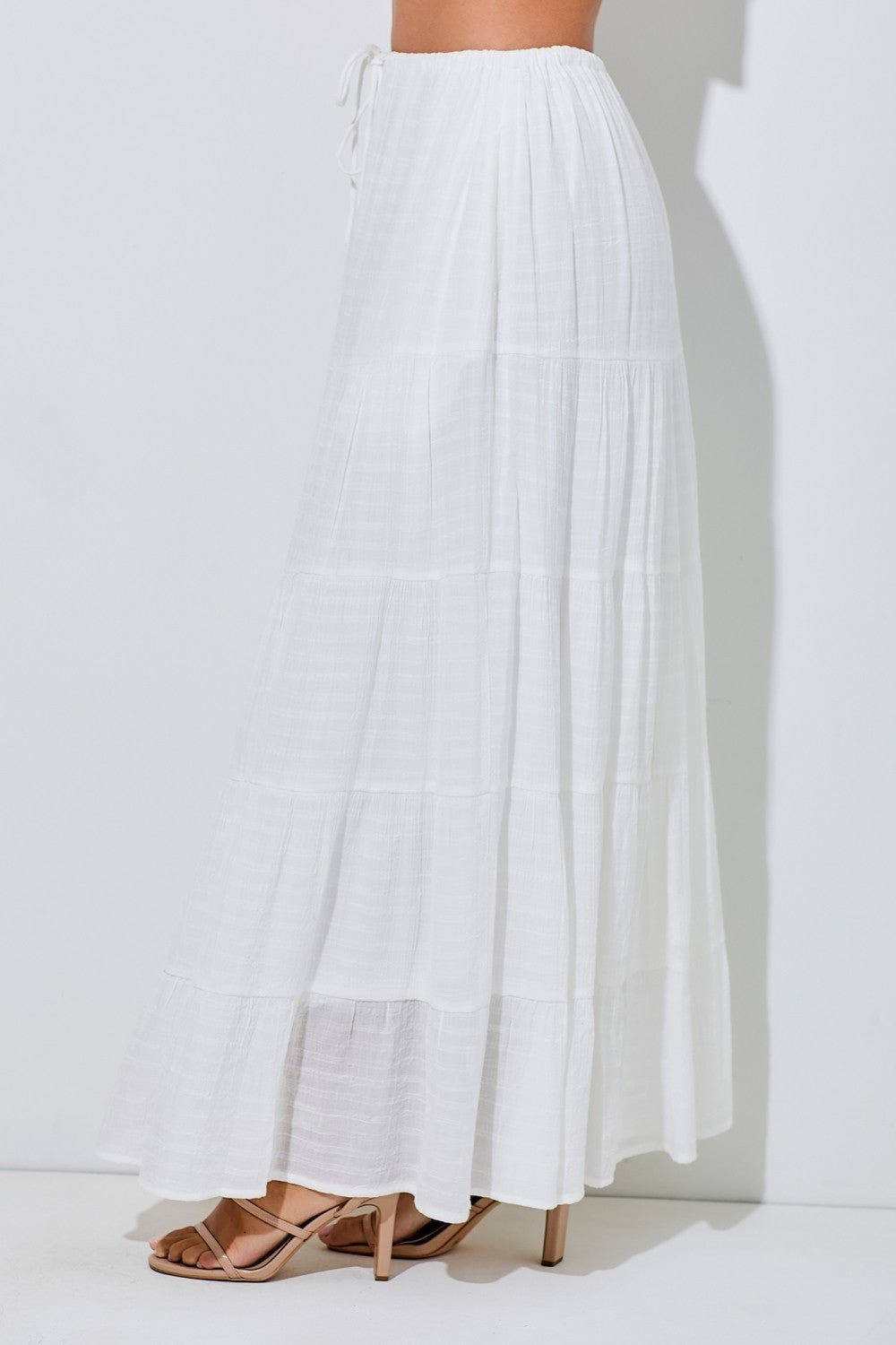 Phoebe Tiered Cotton Gauze Drawstring Maxi Skirt - MTT Collective