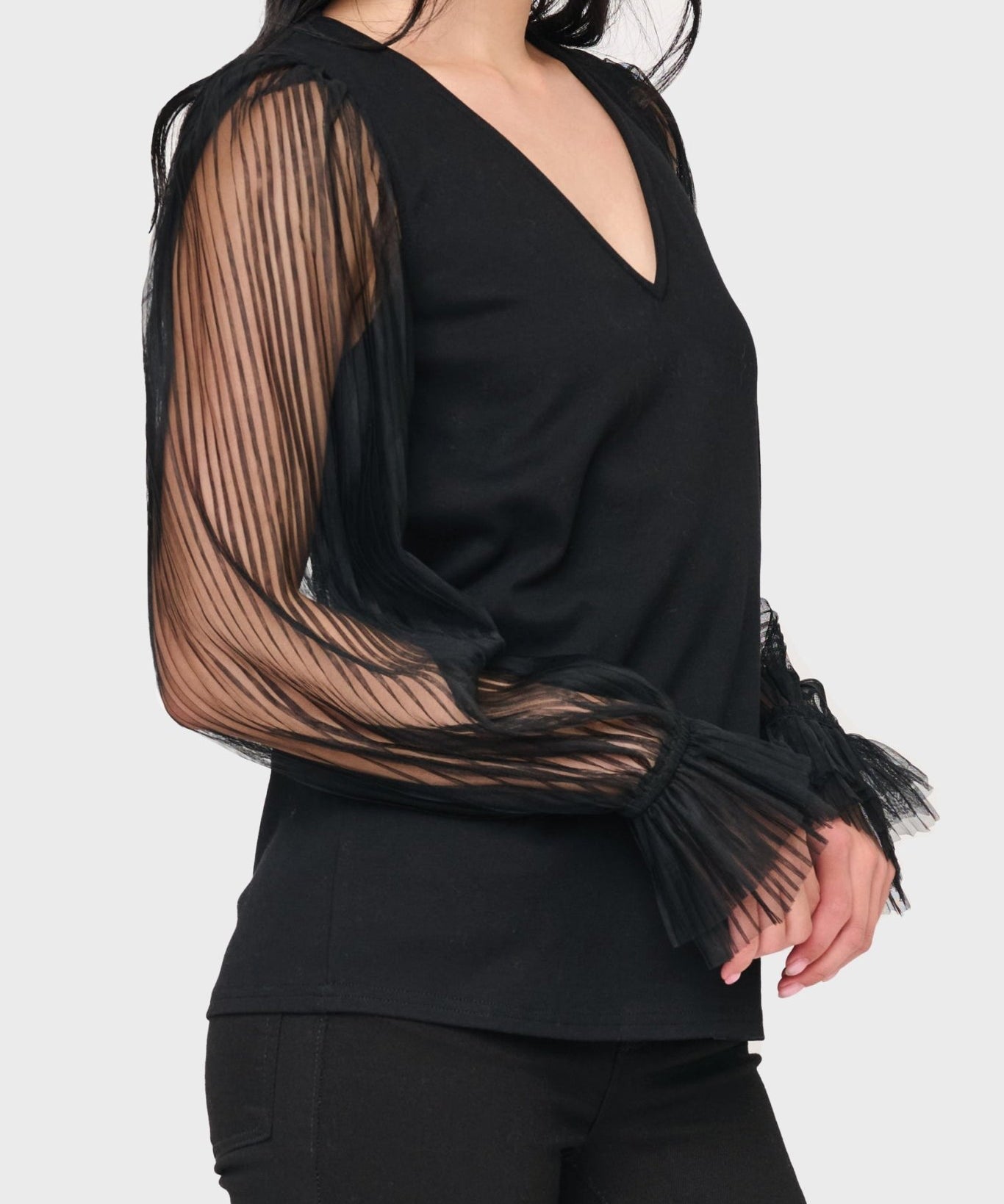 Pleated Organza Sleeve Blouse - MTT Collective