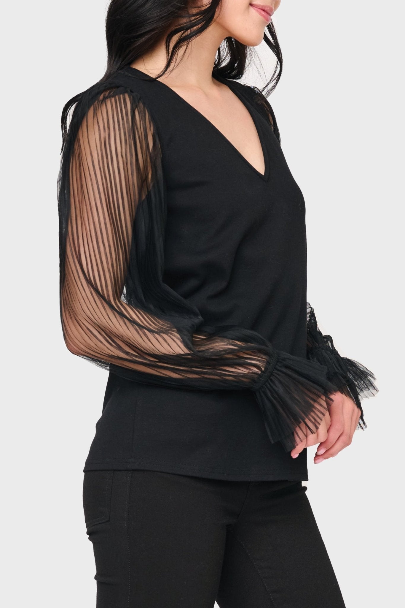 Pleated Organza Sleeve Blouse - MTT Collective