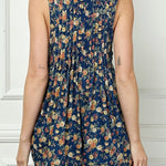 Pleated V - Neck Sleeveless Romper - MTT Collective
