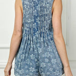 Pleated V - Neck Sleeveless Romper - MTT Collective