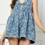 Pleated V - Neck Sleeveless Romper - MTT Collective