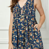 Pleated V - Neck Sleeveless Romper - MTT Collective