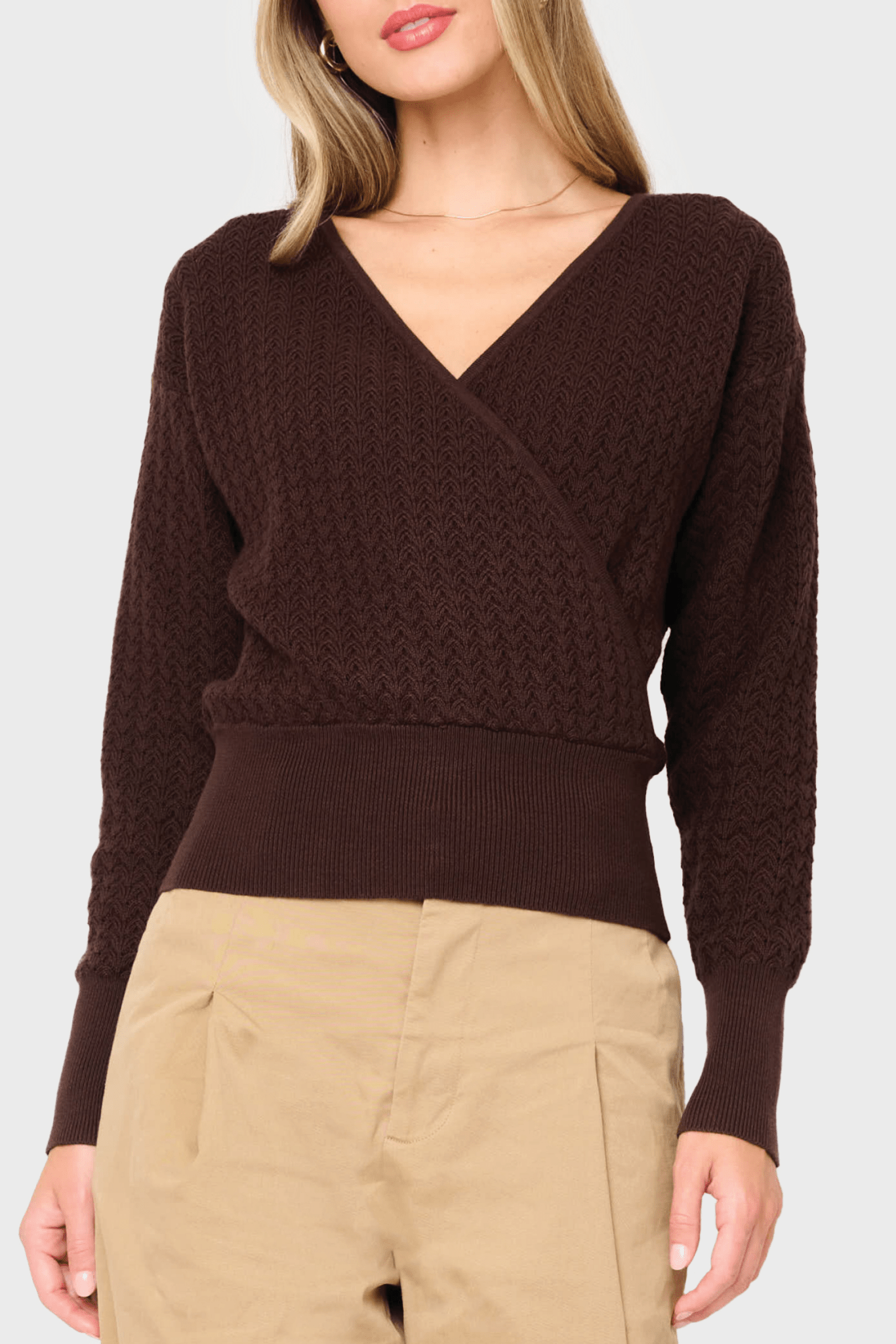 Pointelle Surplice Sweater - MTT Collective