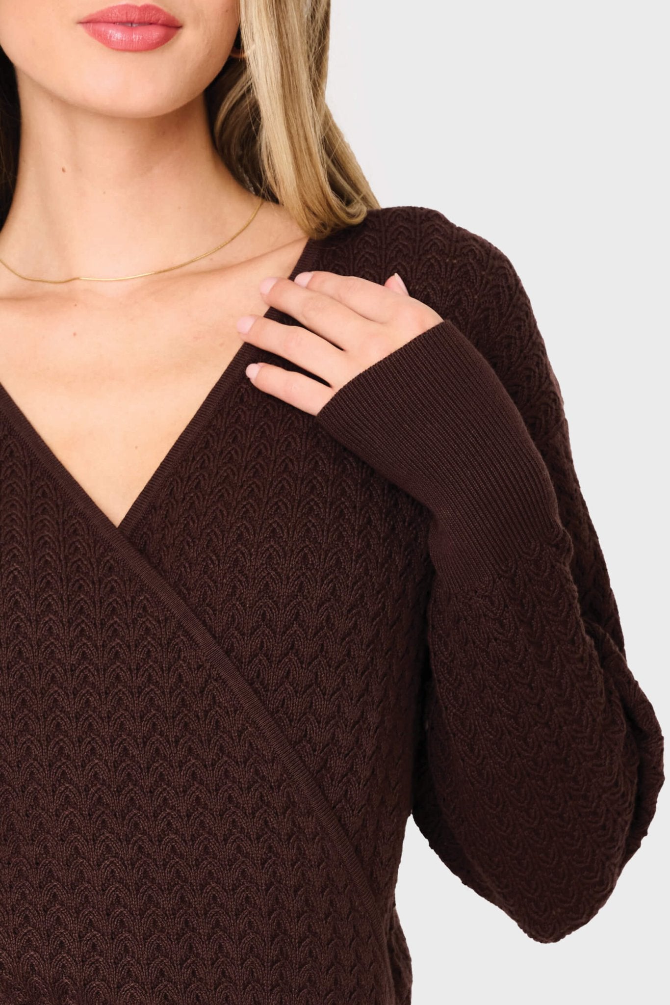 Pointelle Surplice Sweater - MTT Collective