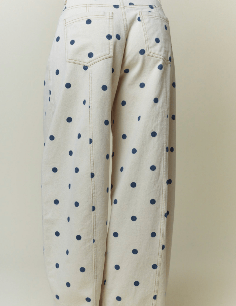Polka Dot Printed Wide Denim Pants - MTT Collective