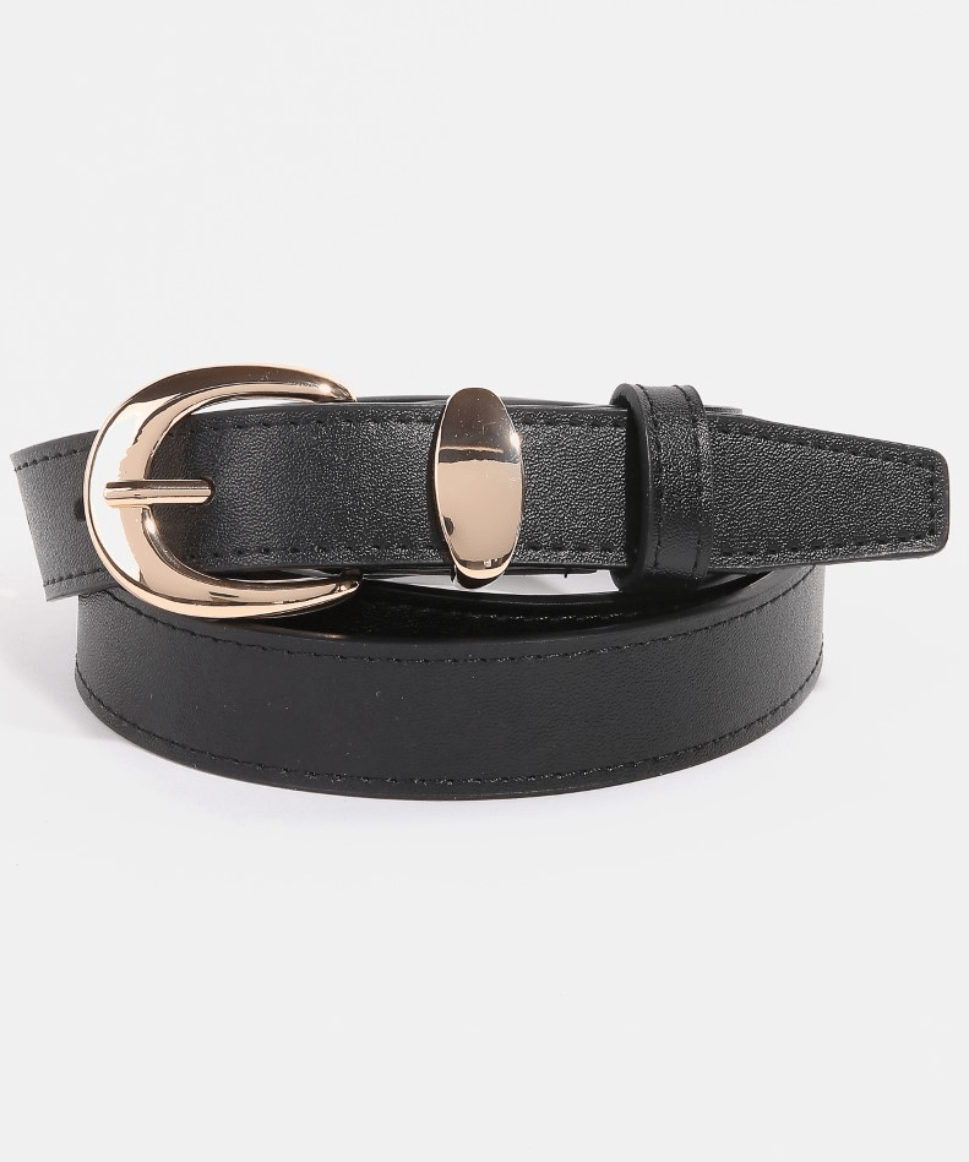 Presleigh Metallic Crescent Buckle Leather Belt - MTT Collective