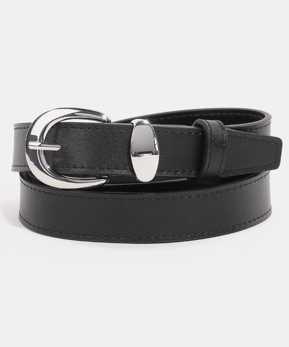 Presleigh Metallic Crescent Buckle Leather Belt - MTT Collective