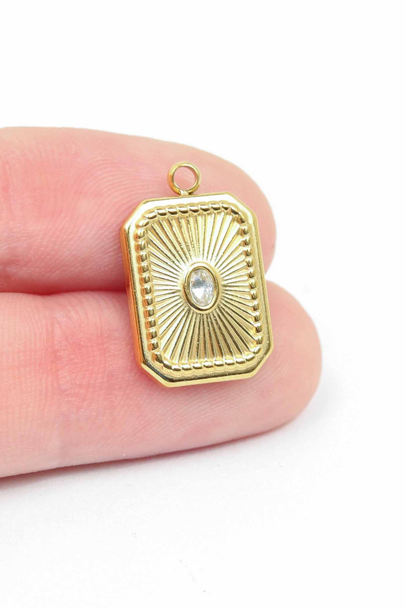 Rectangle Sunburst Crystal Charm - MTT Collective