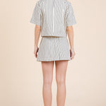 Reese Striped Button - Up Short Sleeve Jacket - MTT Collective