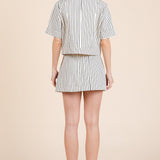 Reese Striped Button - Up Short Sleeve Jacket - MTT Collective