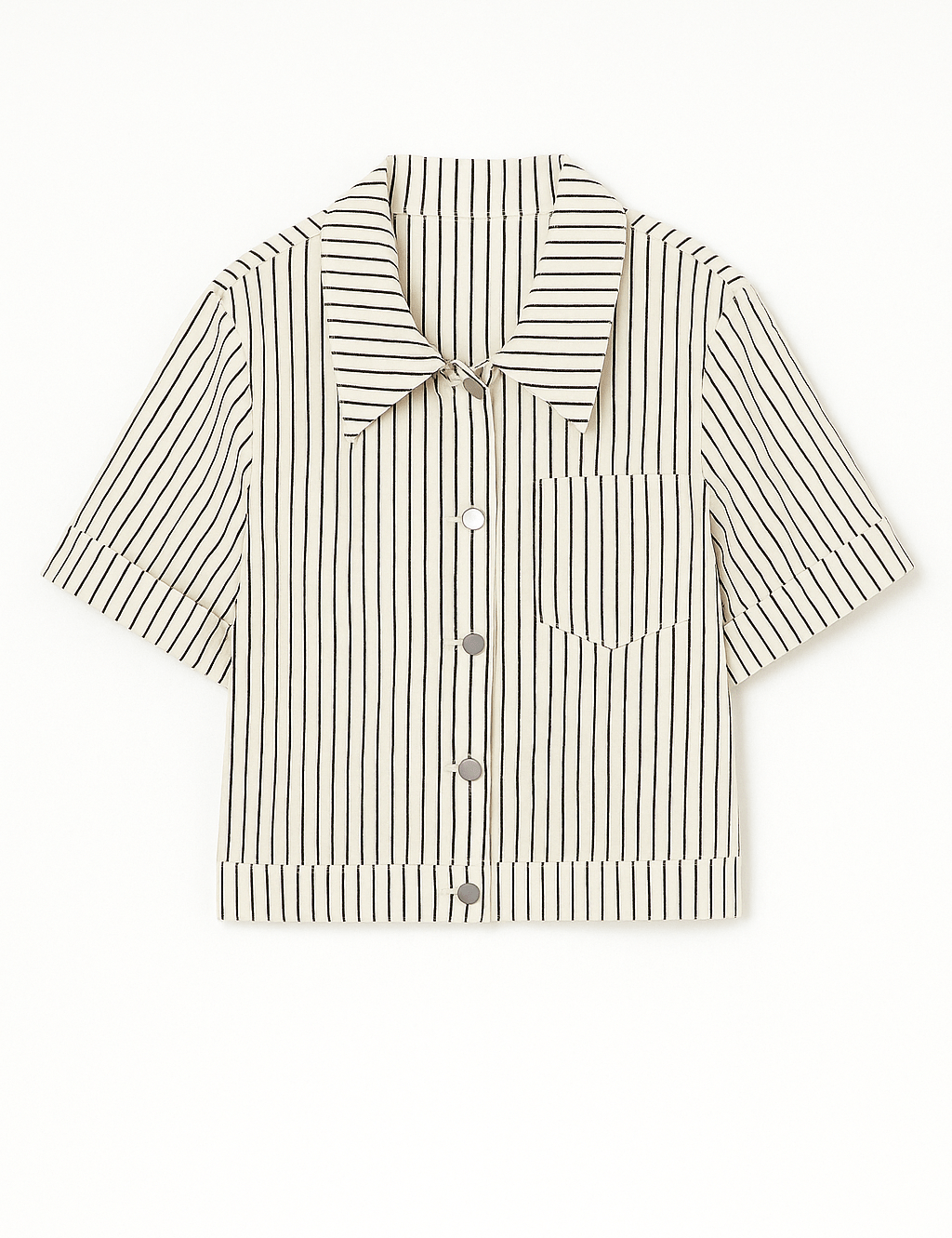 Reese Striped Button - Up Short Sleeve Jacket - MTT Collective