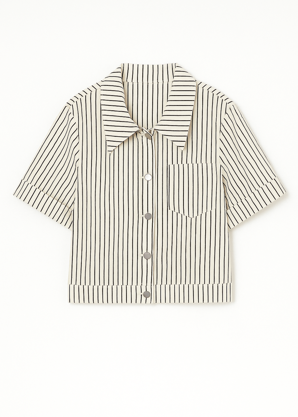 Reese Striped Button - Up Short Sleeve Jacket - MTT Collective