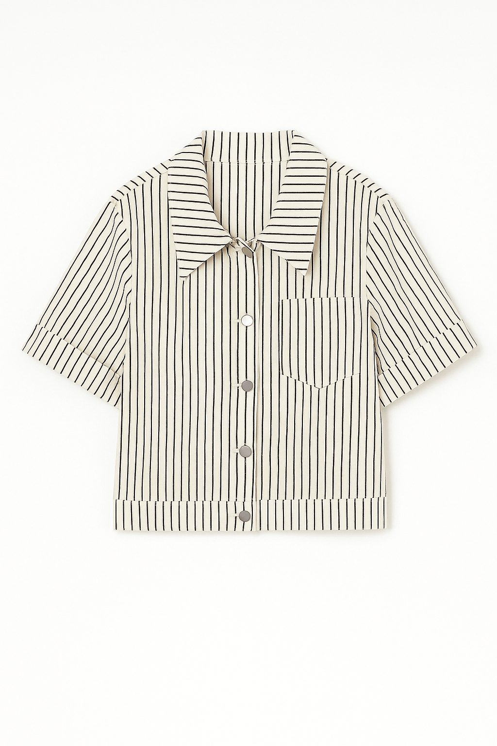 Reese Striped Button - Up Short Sleeve Jacket - MTT Collective