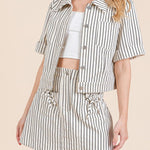 Reese Striped Button - Up Short Sleeve Jacket - MTT Collective