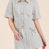 Reese Striped Button - Up Short Sleeve Jacket - MTT Collective