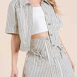 Reese Striped Button - Up Short Sleeve Jacket - MTT Collective
