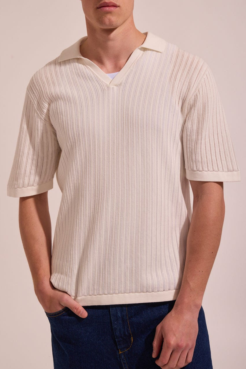 Rhythm - Mens - Tops - Polos - Relaxed Knit Short Sleeve Polo Shirt - MTT Collective