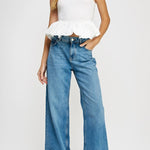 Renee Ribbed Knit Poplin Bubble Hem Top - MTT Collective