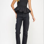 Renee Ribbed Knit Poplin Bubble Hem Top - MTT Collective