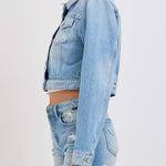 Riley Cropped Oversized Denim Jacket - MTT Collective