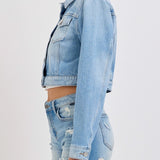 Riley Cropped Oversized Denim Jacket - MTT Collective