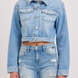 Riley Cropped Oversized Denim Jacket - MTT Collective