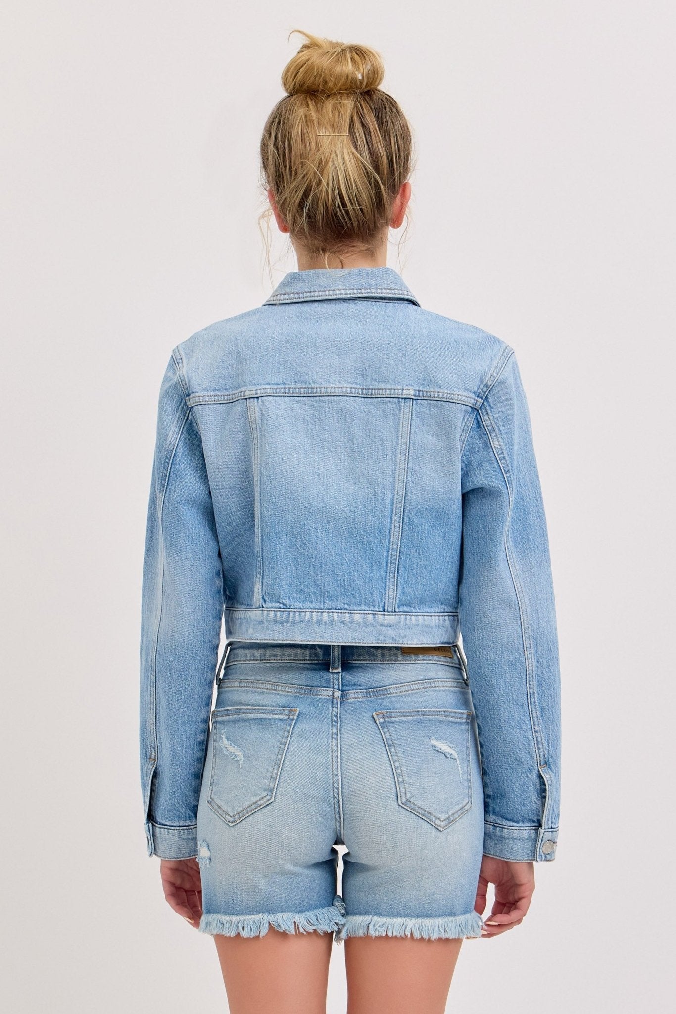 Riley Cropped Oversized Denim Jacket - MTT Collective