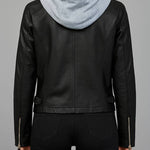 Robin Hooded Faux Leather Moto Jacket - MTT Collective
